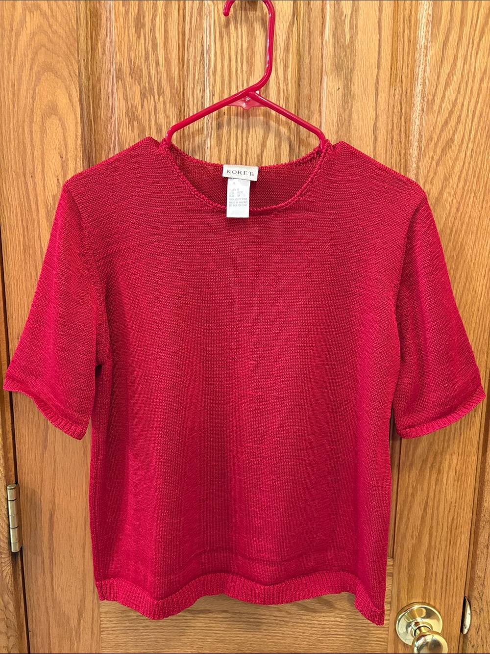 Koret Cherry Red Short-Sleeve Knit Top
